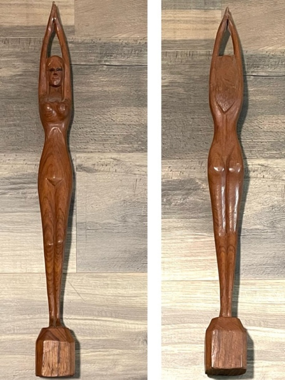27”! Hand Carved Wooden Female Nude Figure Sculpture! By Jose Pinal.